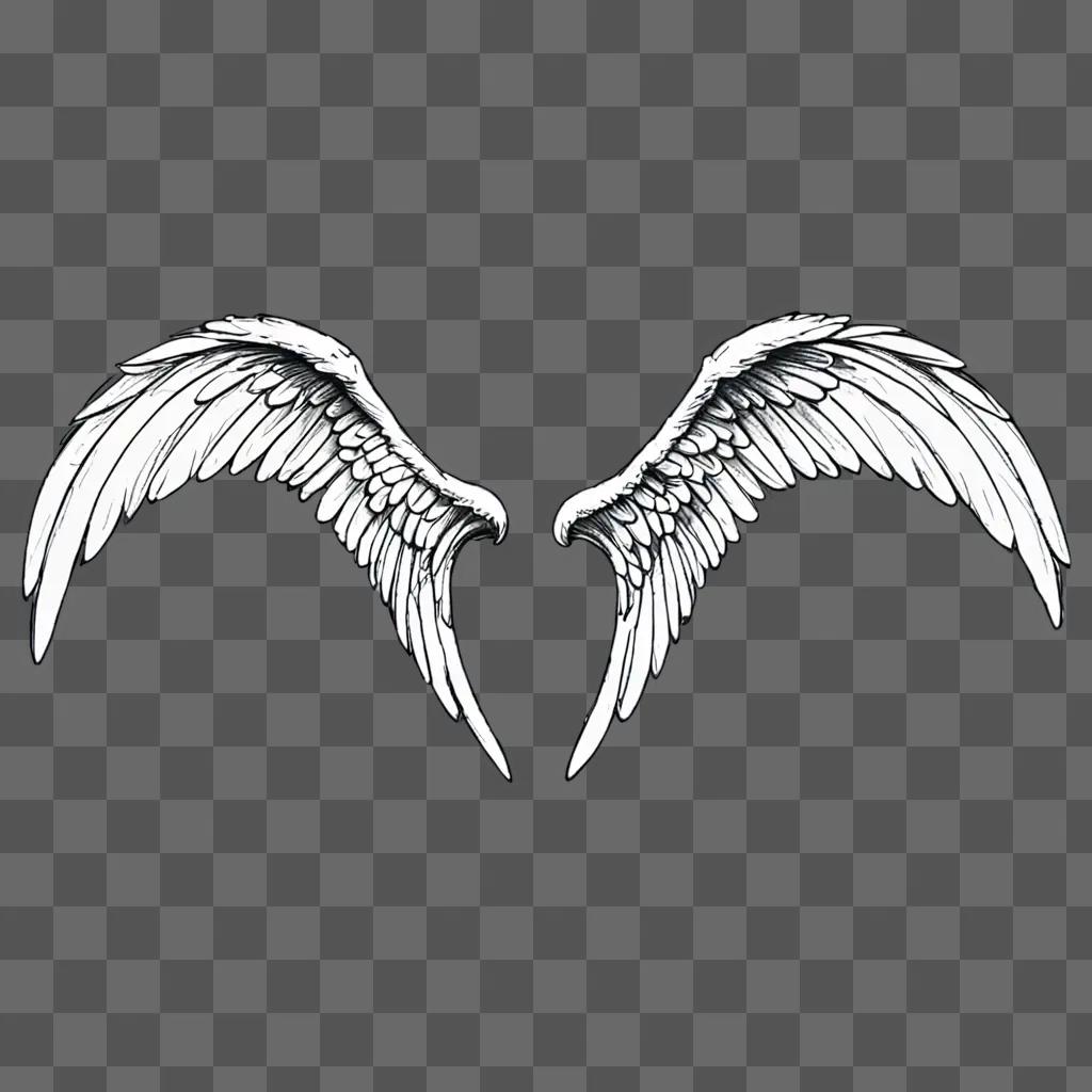 Sketch of angel wings with detailed outline