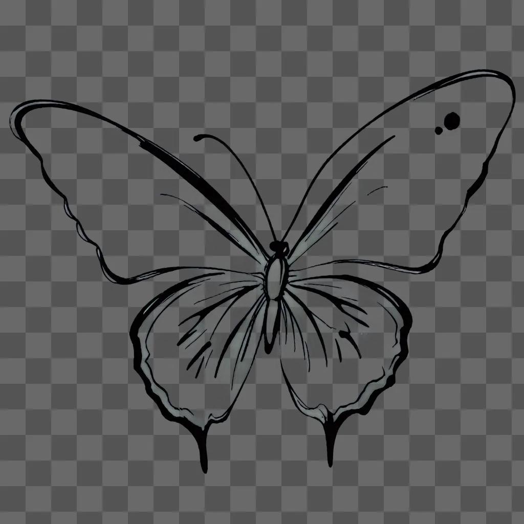 Sketch of butterfly against black background