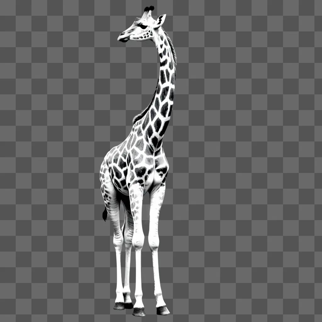 Sketch of giraffe with black and white pattern