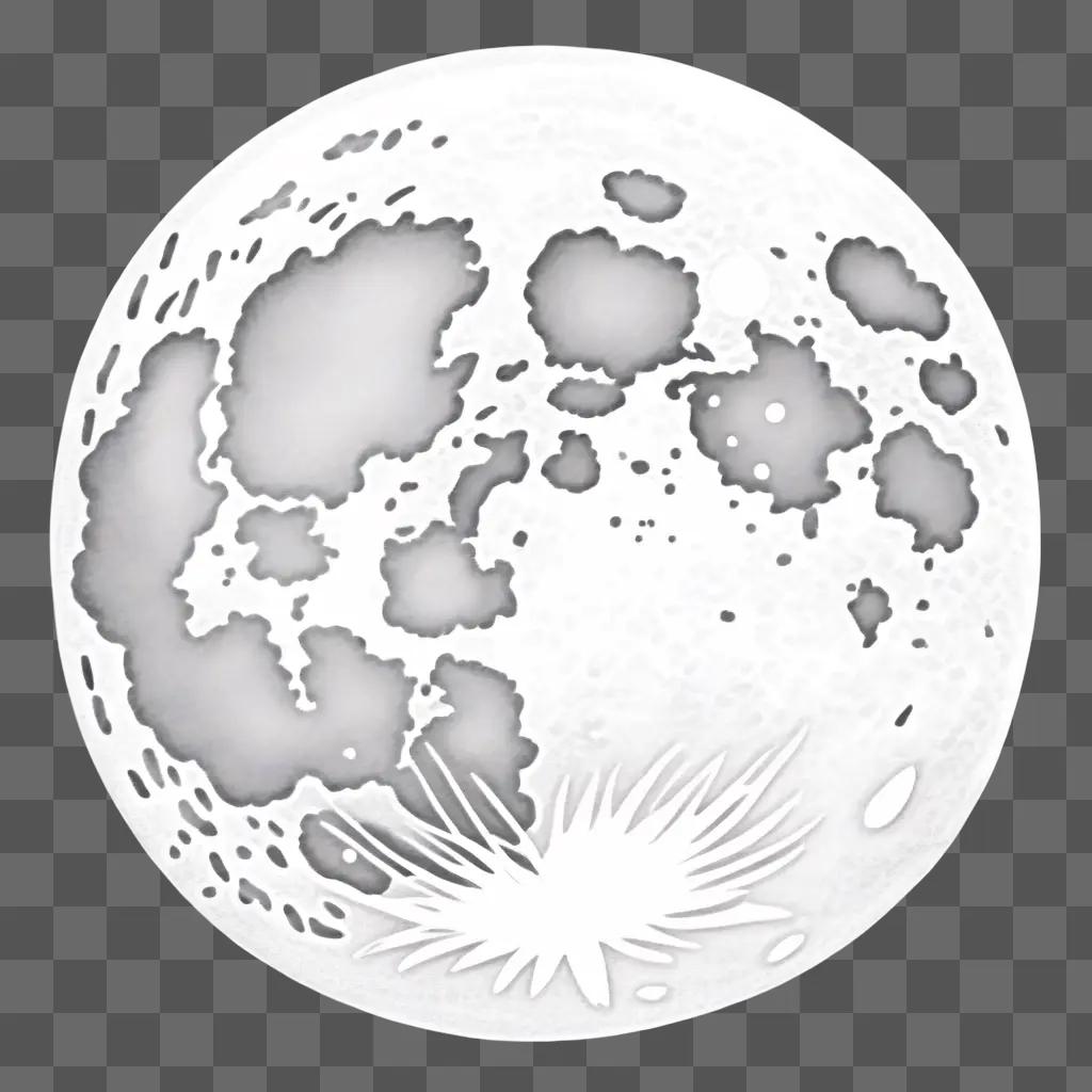 Sketch of moon drawing on a white background