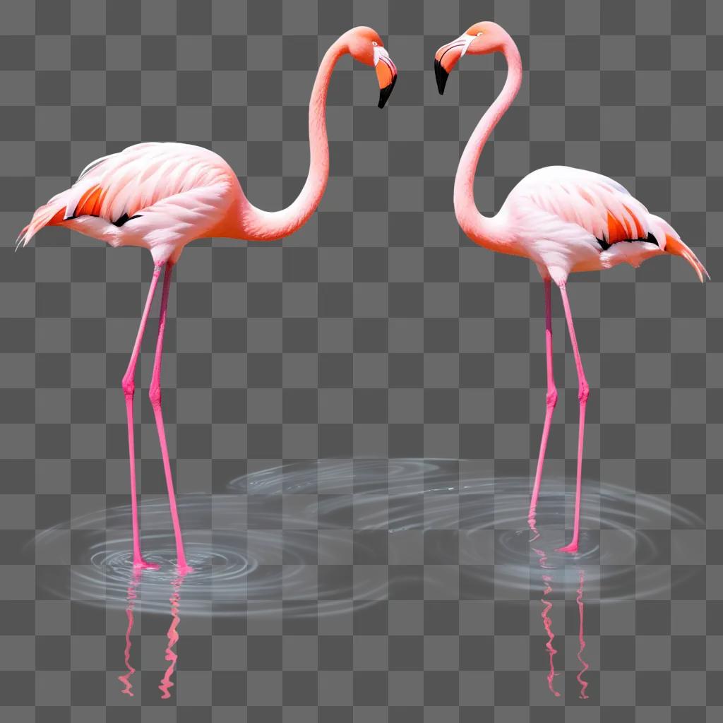 Sketch of pink flamingos in pink water