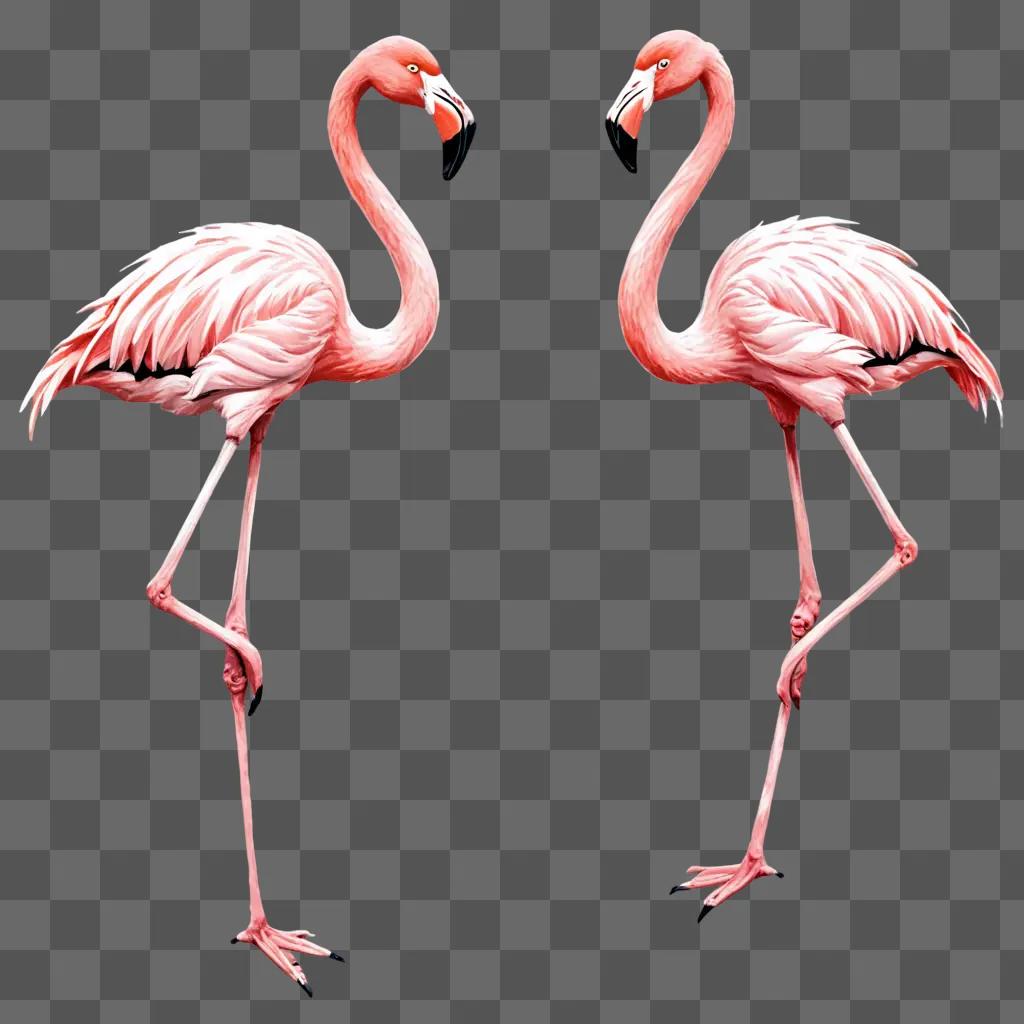 Sketch of pink flamingos on a pink background