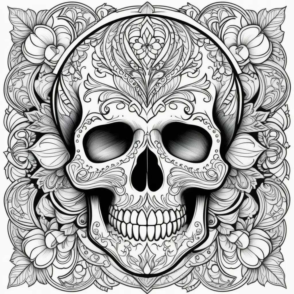 Skull coloring pages for adults and kids