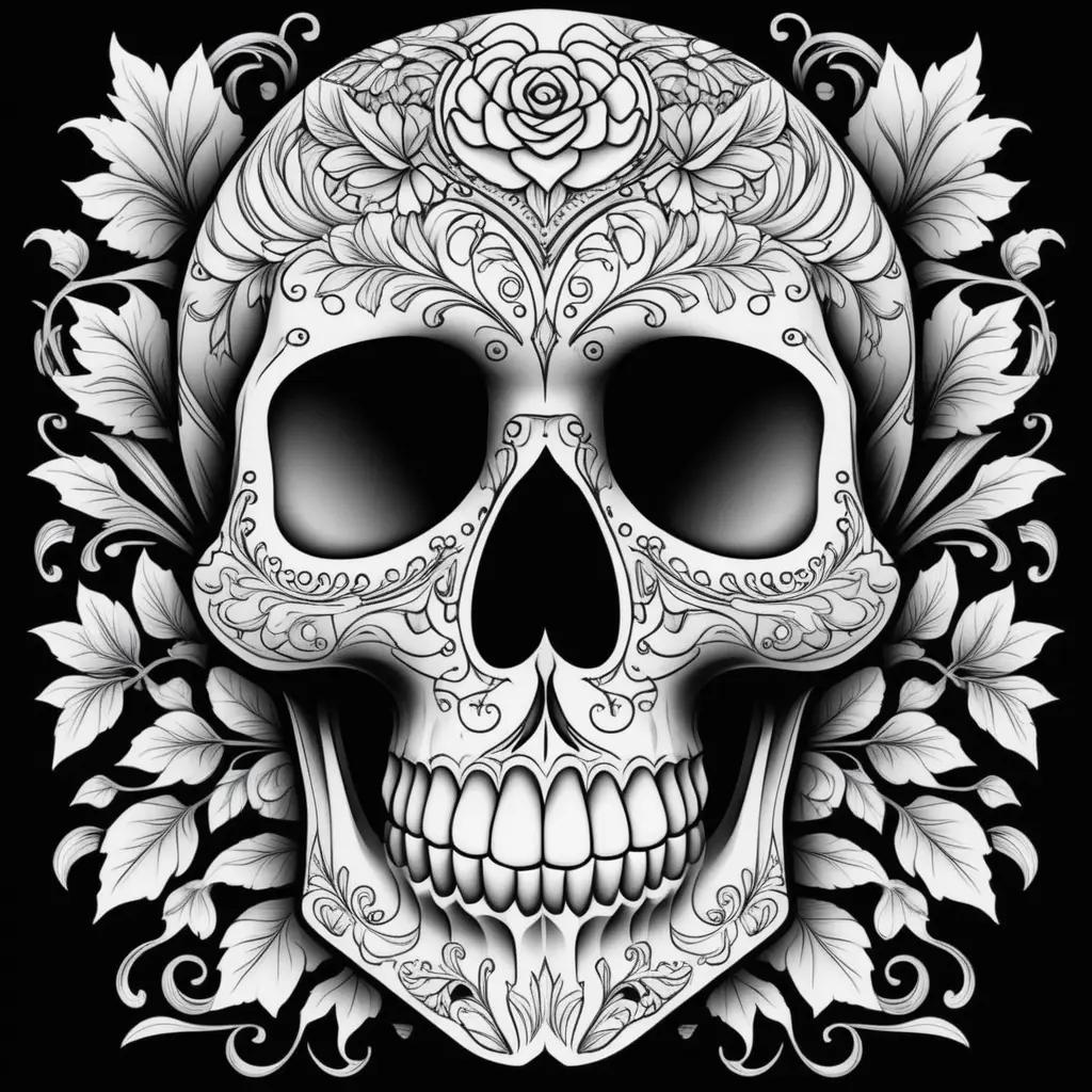 Skull coloring pages with intricate designs