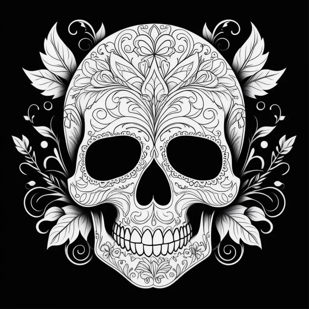 Skull coloring pages with intricate details