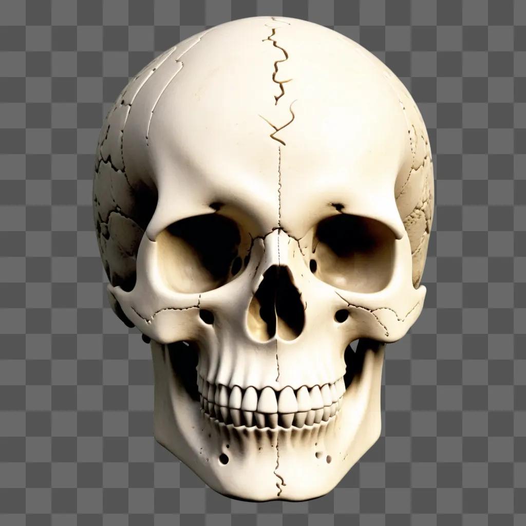 Skull on a gray background with wrinkles