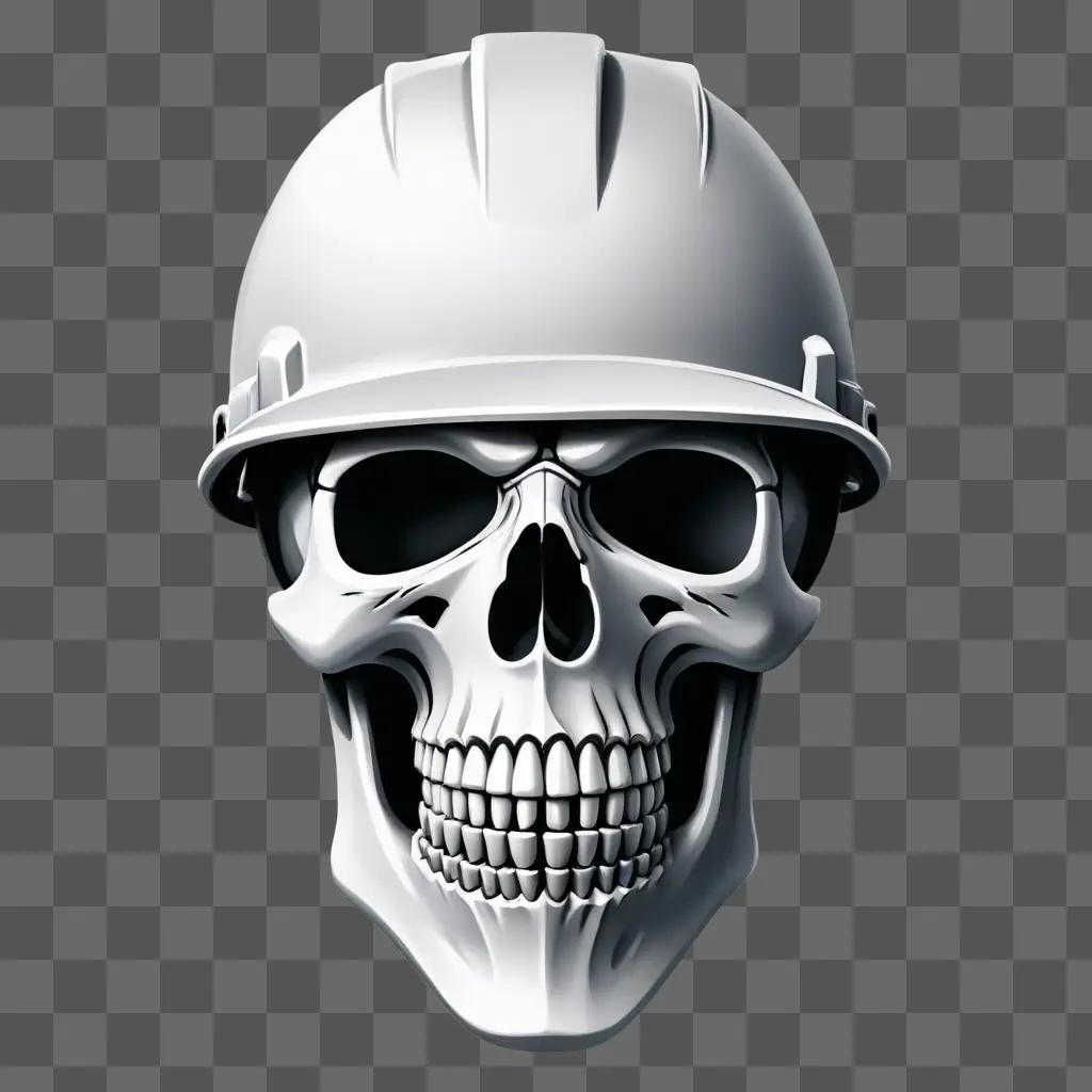 Skull wearing a hard hat on a gray background