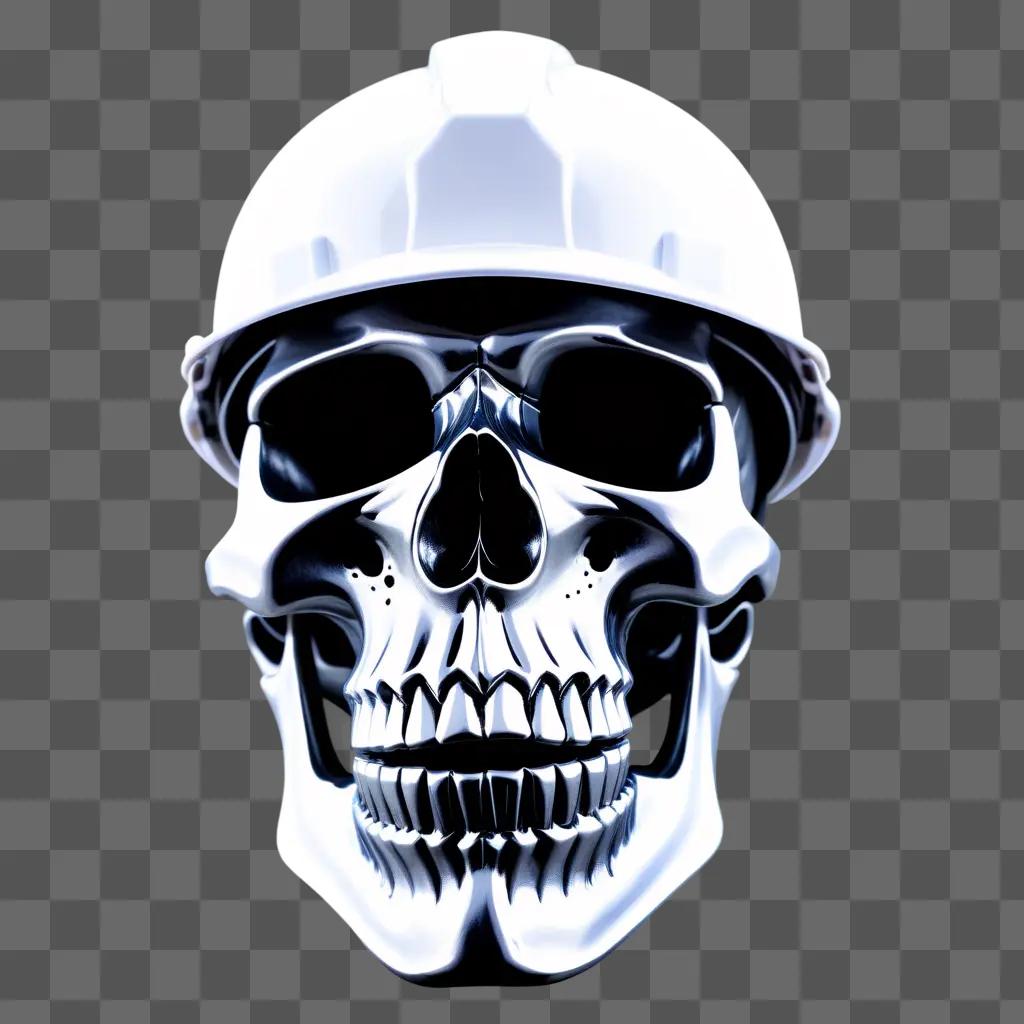 Skull with hard hat and sunglasses