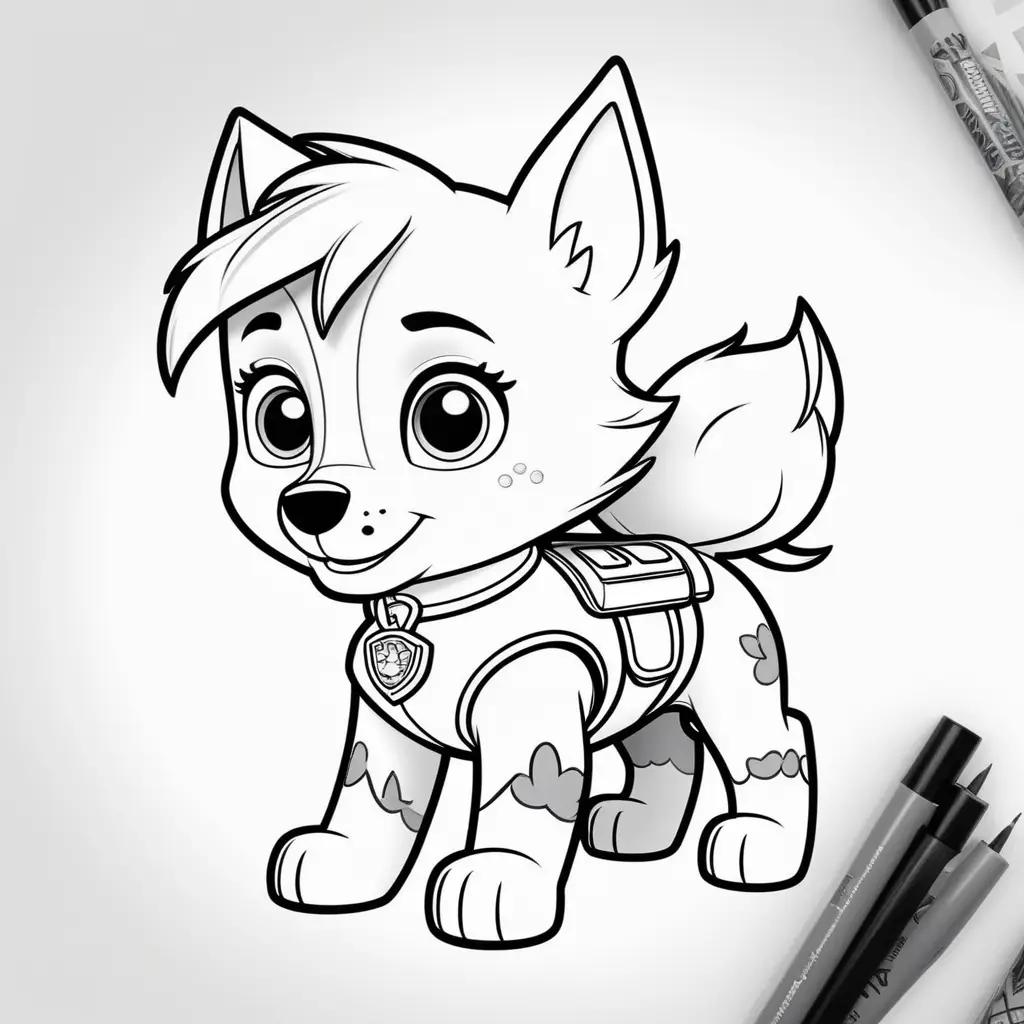 Skye coloring pages for kids featuring Paw Patrol