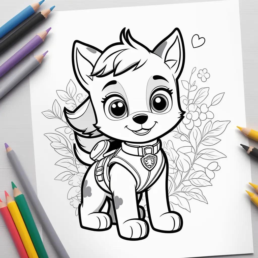 Skye coloring pages for kids in black and white