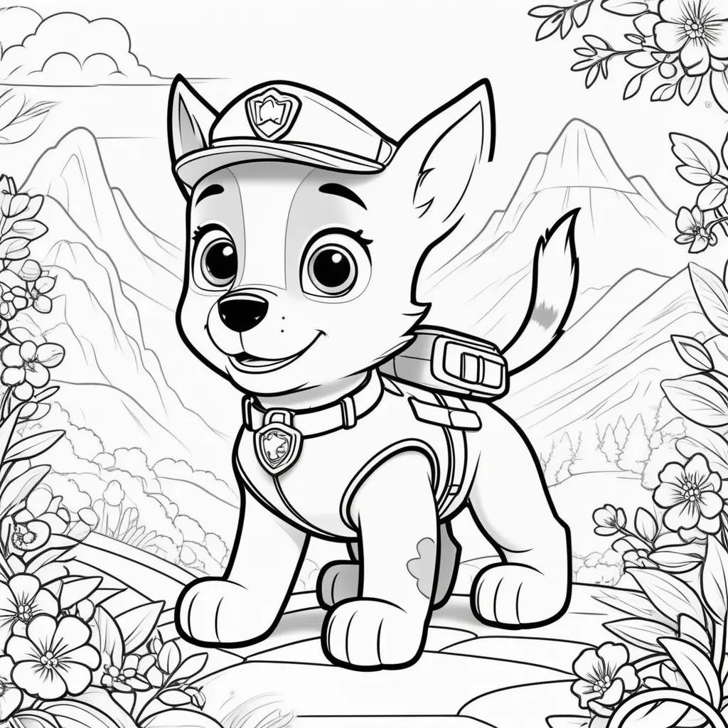 Skye coloring pages from Paw Patrol show a cute dog