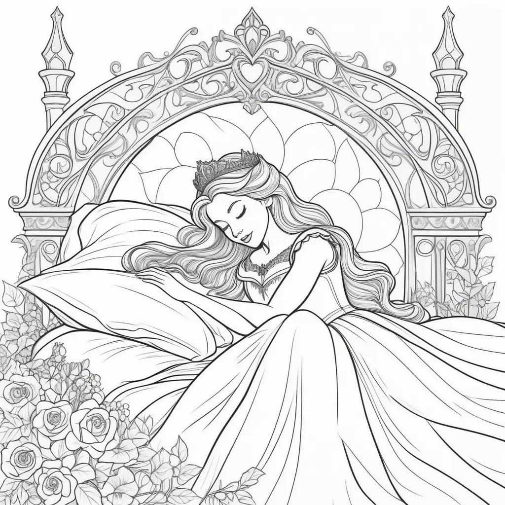 Sleeping Beauty Coloring Pages with a Crown