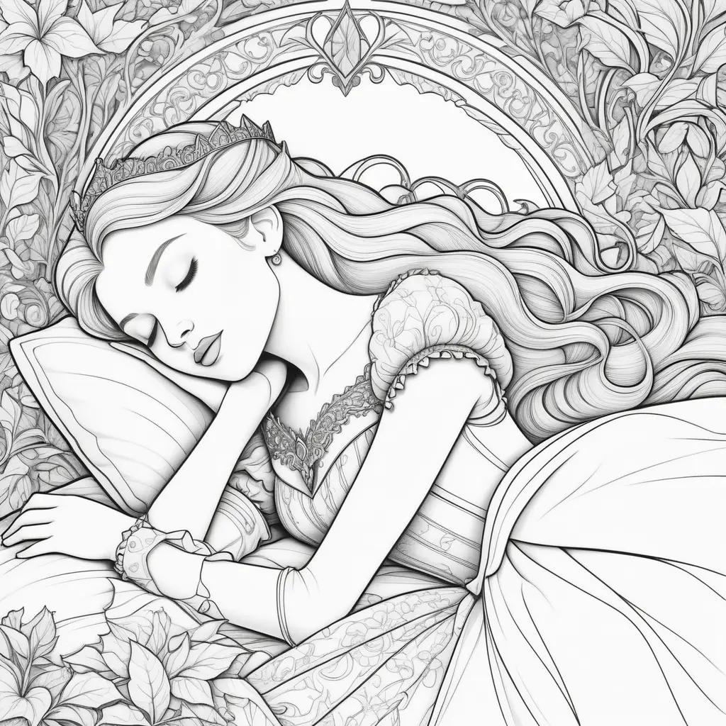 Sleeping Beauty coloring pages with detailed lines