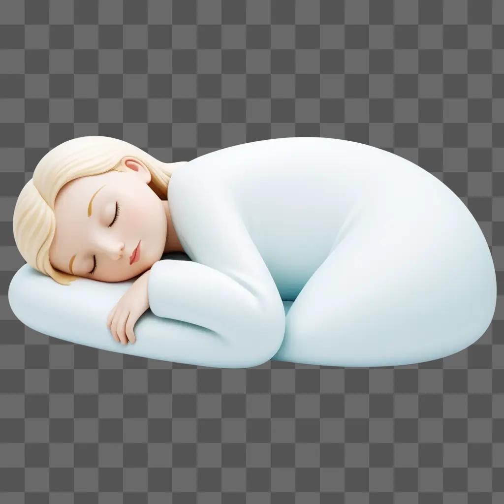 Sleeping girl with closed eyes and head resting on pillow