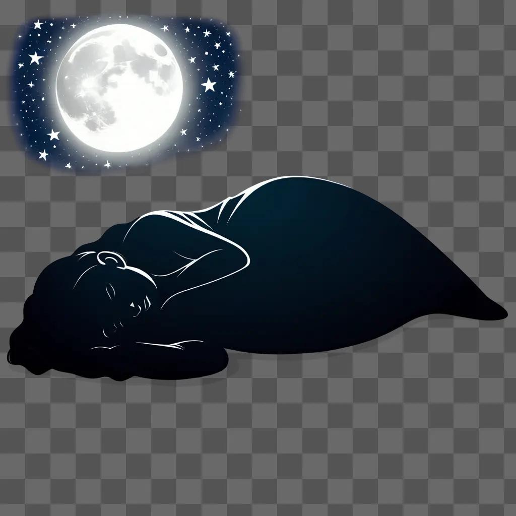 Sleeping woman in the night sky