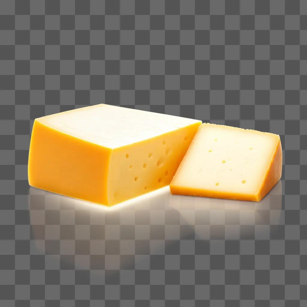 Slice of cheese on a yellow background