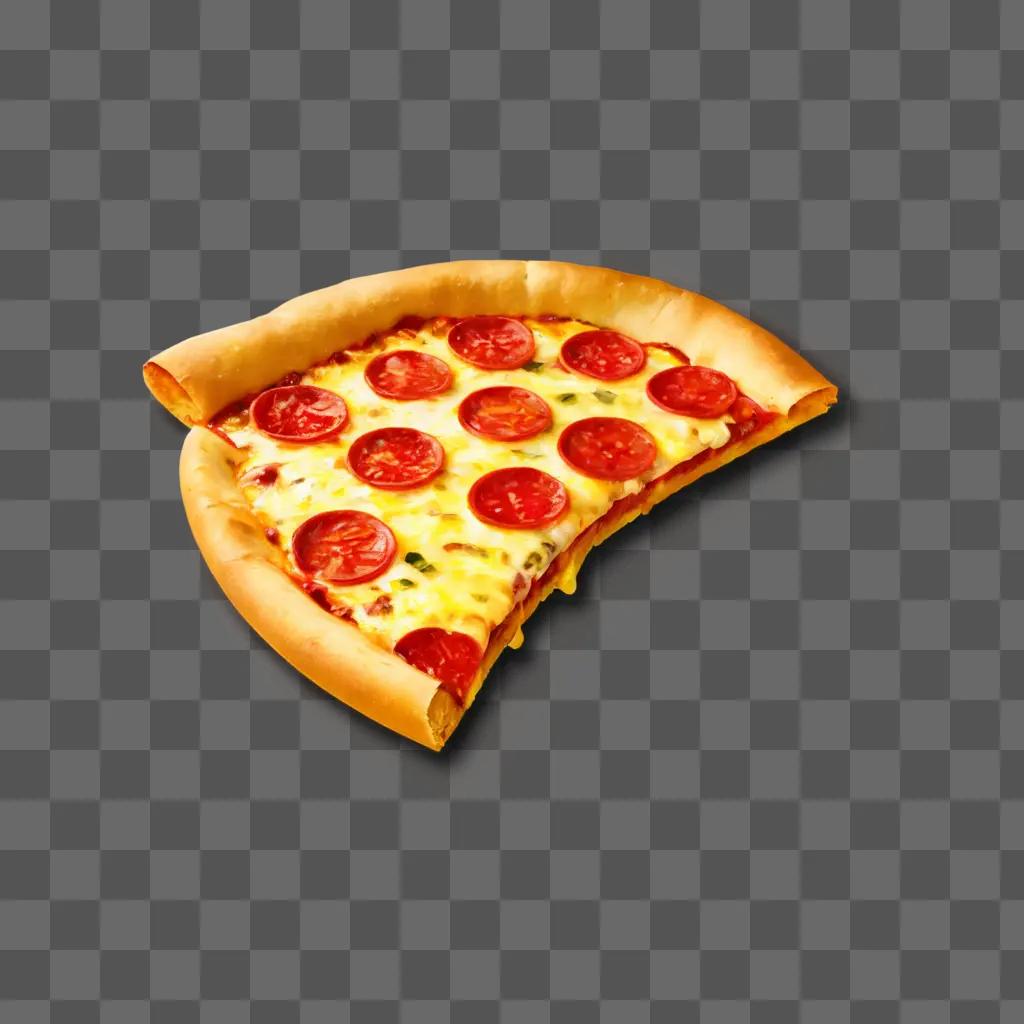 Slice of pizza clipart on a brown background