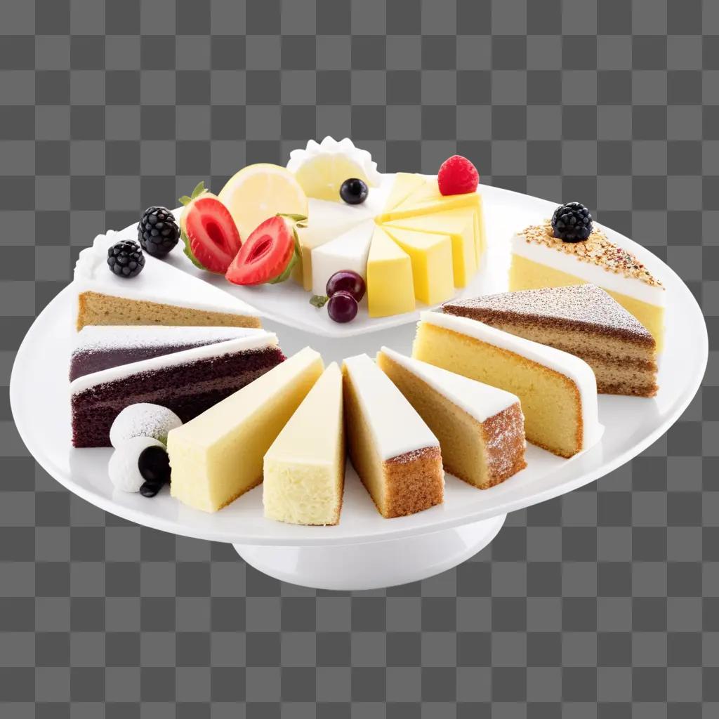 Slices of cake displayed on a white plate