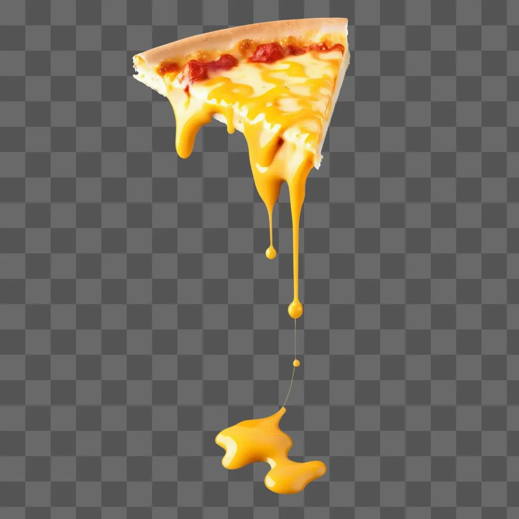 Slices of pizza melting on a yellow background