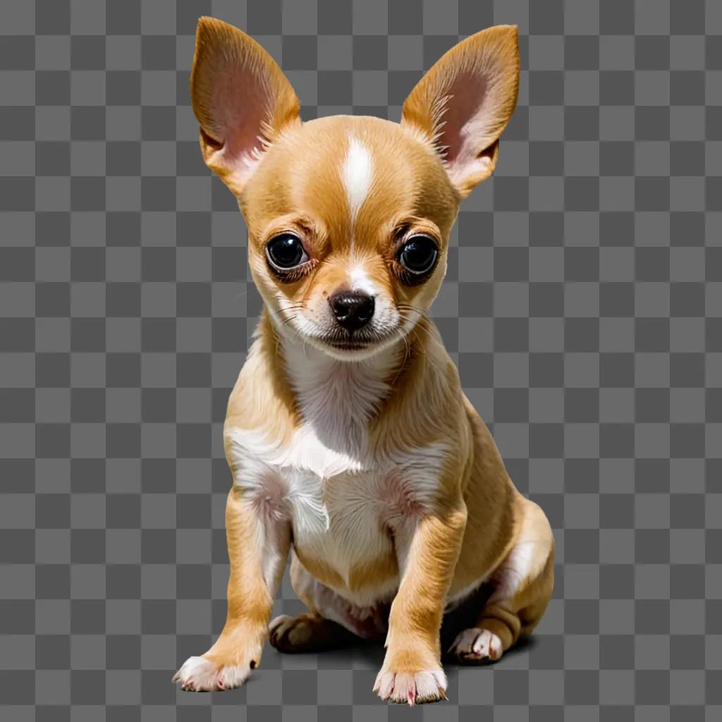 Small dog with apple head sits on brown background