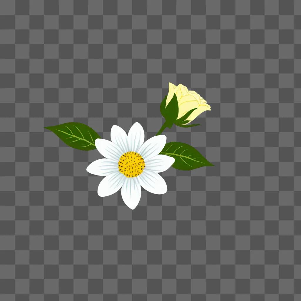 Small flower drawing on green background