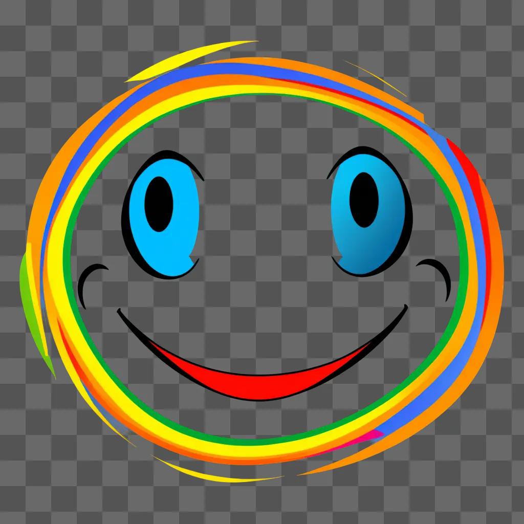 Smiley face with colorful rainbow eyes