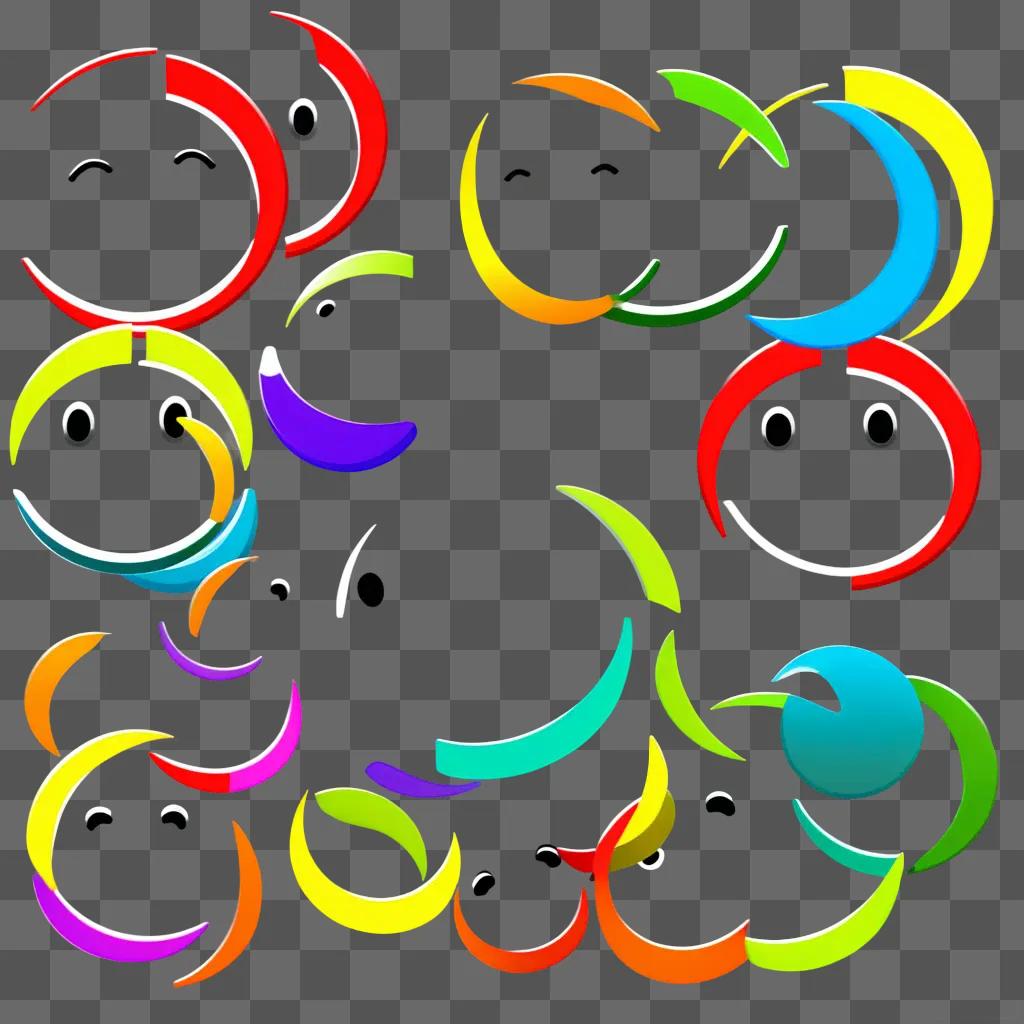 Smiley faces in colorful cartoon clipart