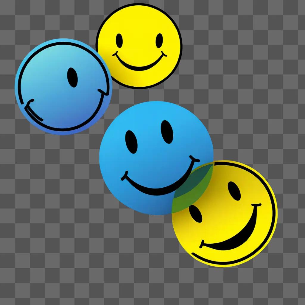 Smiling faces in a blue sphere with yellow circles