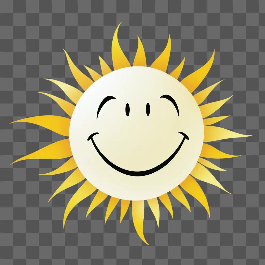 Smiling sun with black eyes and mouth