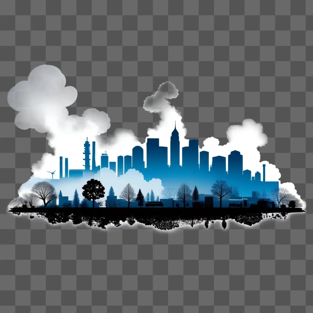 Smoke-free city skyline with clouds