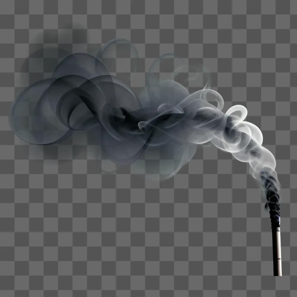 Smoke from a black cigarette emits from the tip of a black cigarette