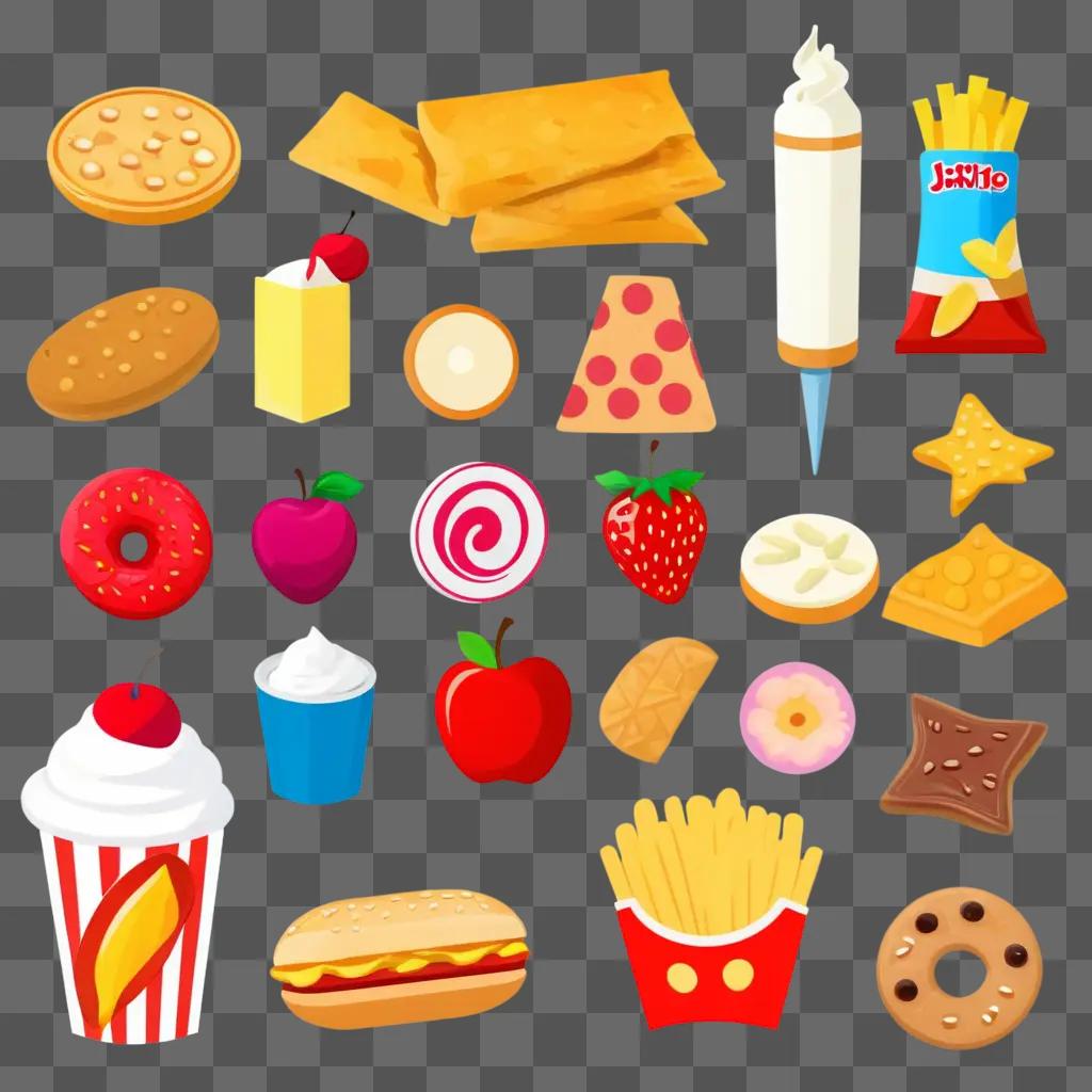 Snack clipart shows various items for sale