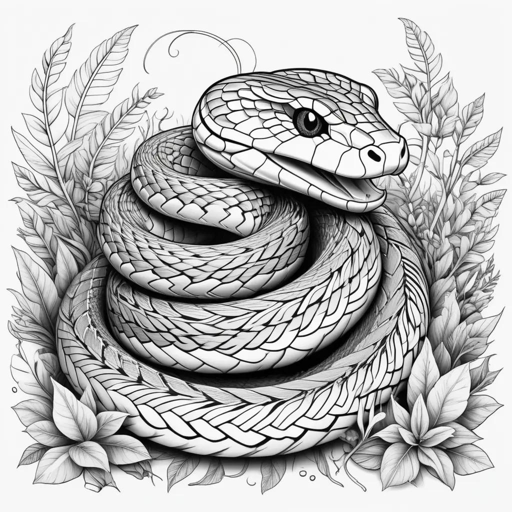 Snake Coloring Page: A Black and White Design