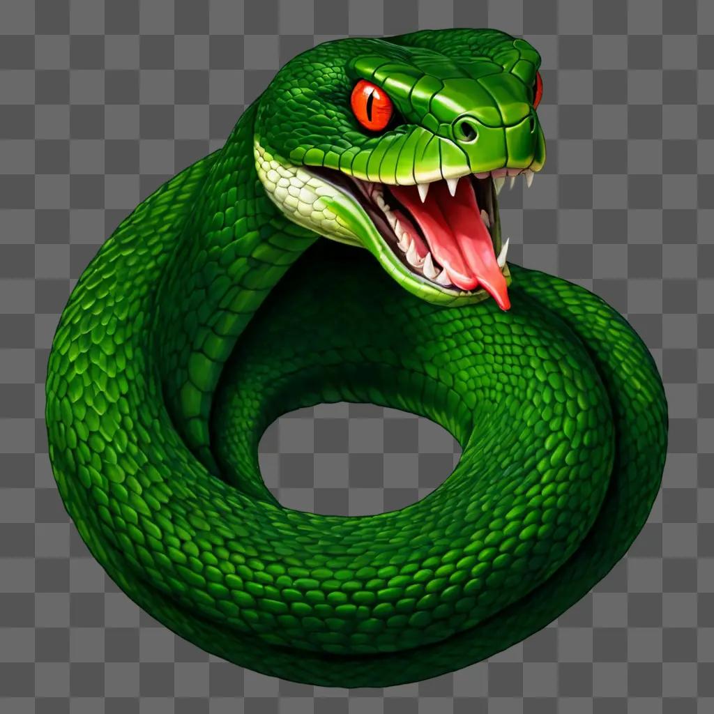 Snake drawing with colour on a green background