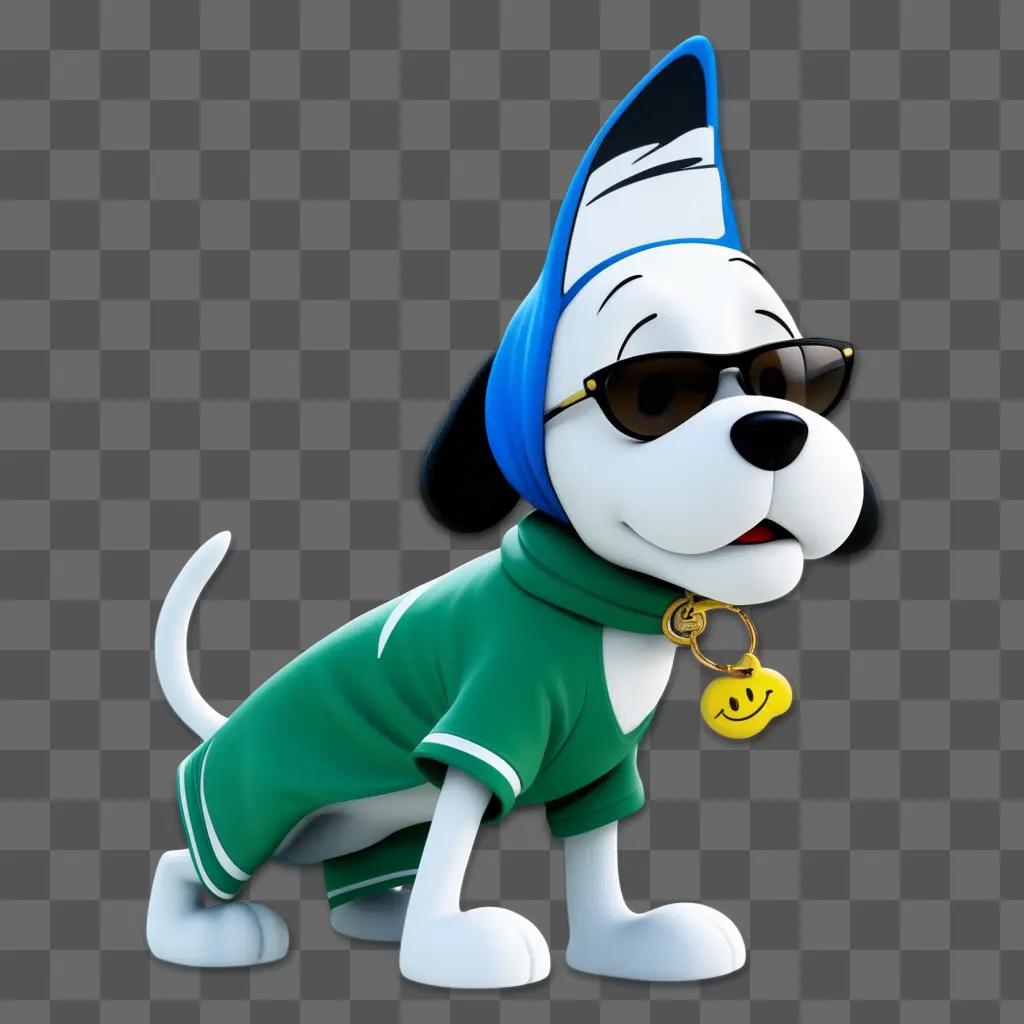 Snoop Dogg dog with a yellow collar and sunglasses