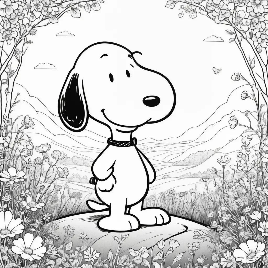 Snoopy Coloring Pages: Black and White Cartoon