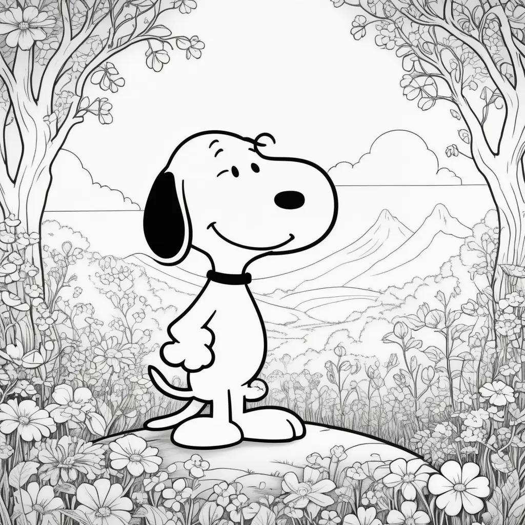 Snoopy coloring pages black and white