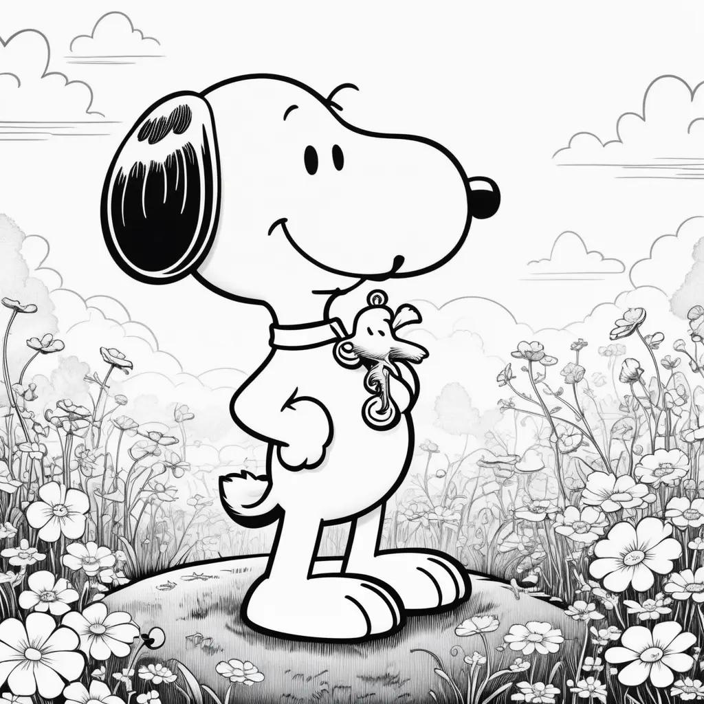 Snoopy in black and white color pages