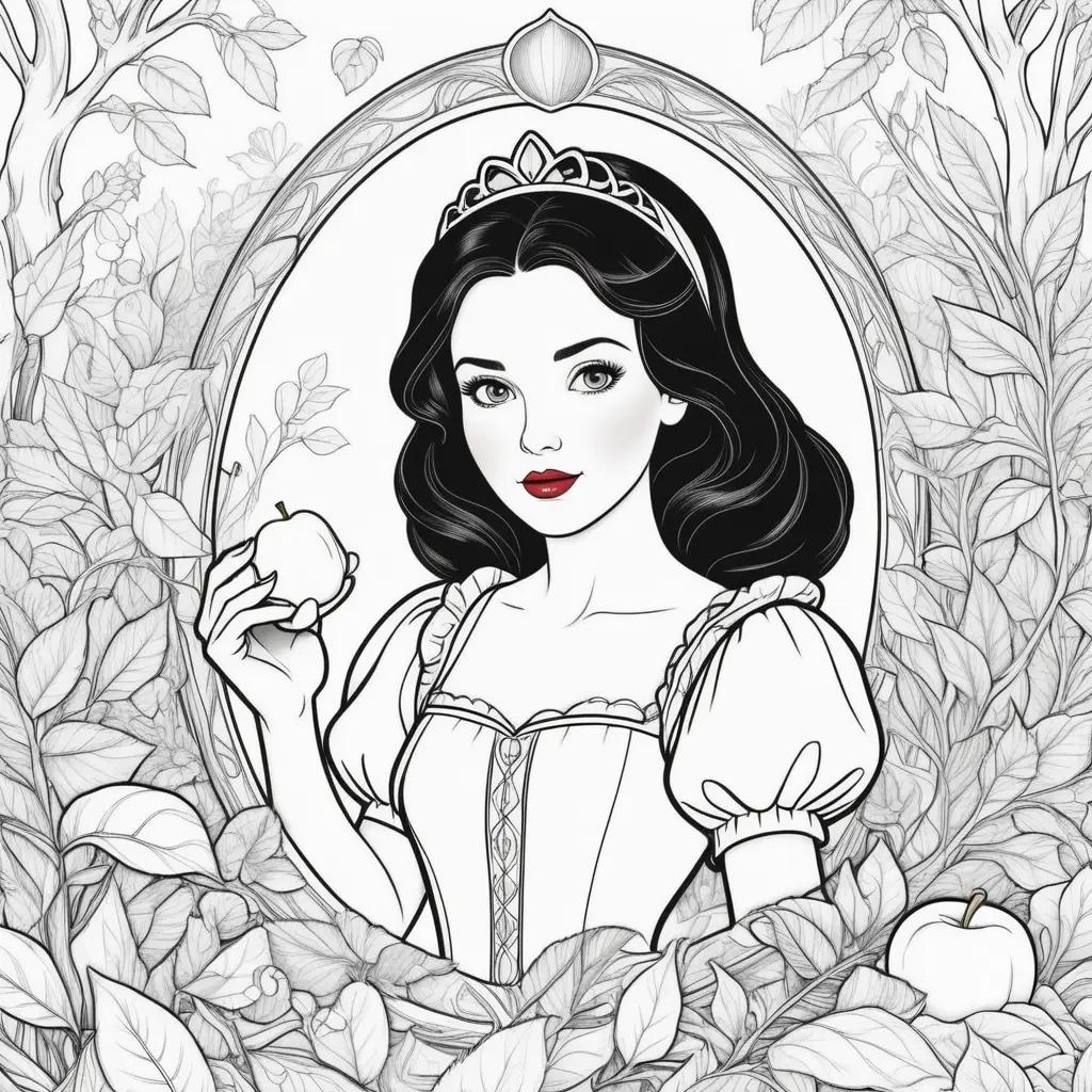 Snow White coloring pages, black and white