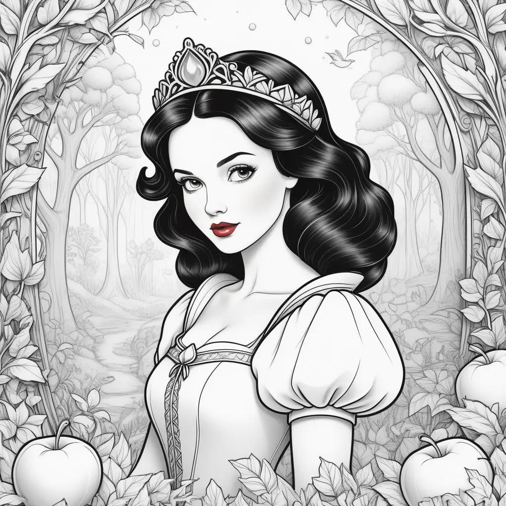 Snow White coloring pages in black and white