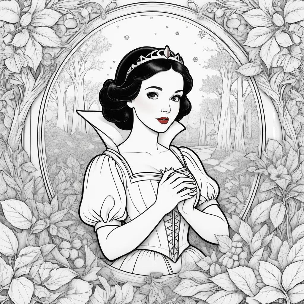 Snow White coloring pages with a crown