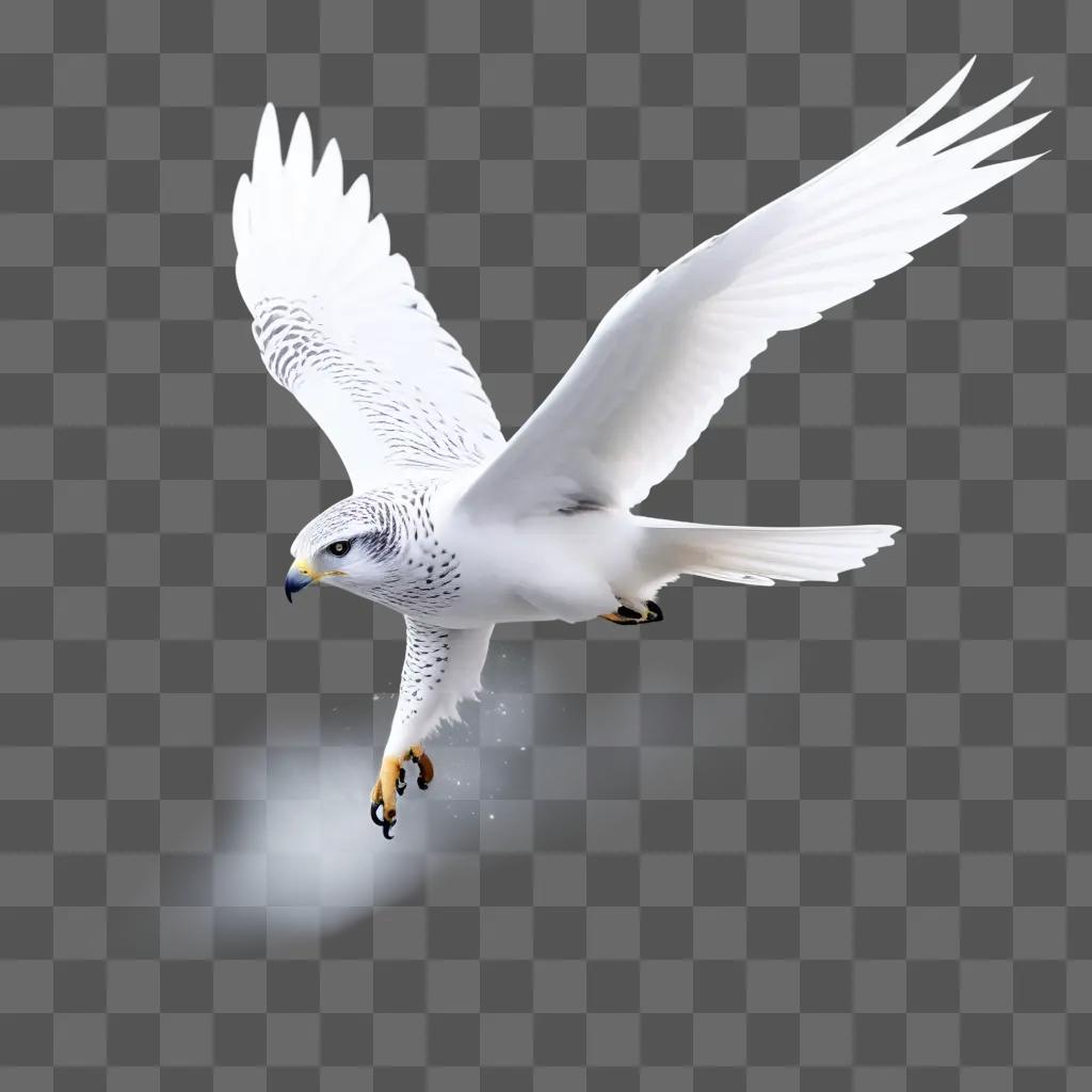 Snow falcon soaring in the sky