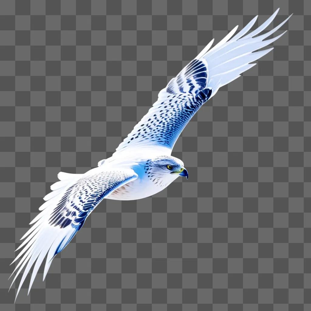 Snow falcon with wings spread