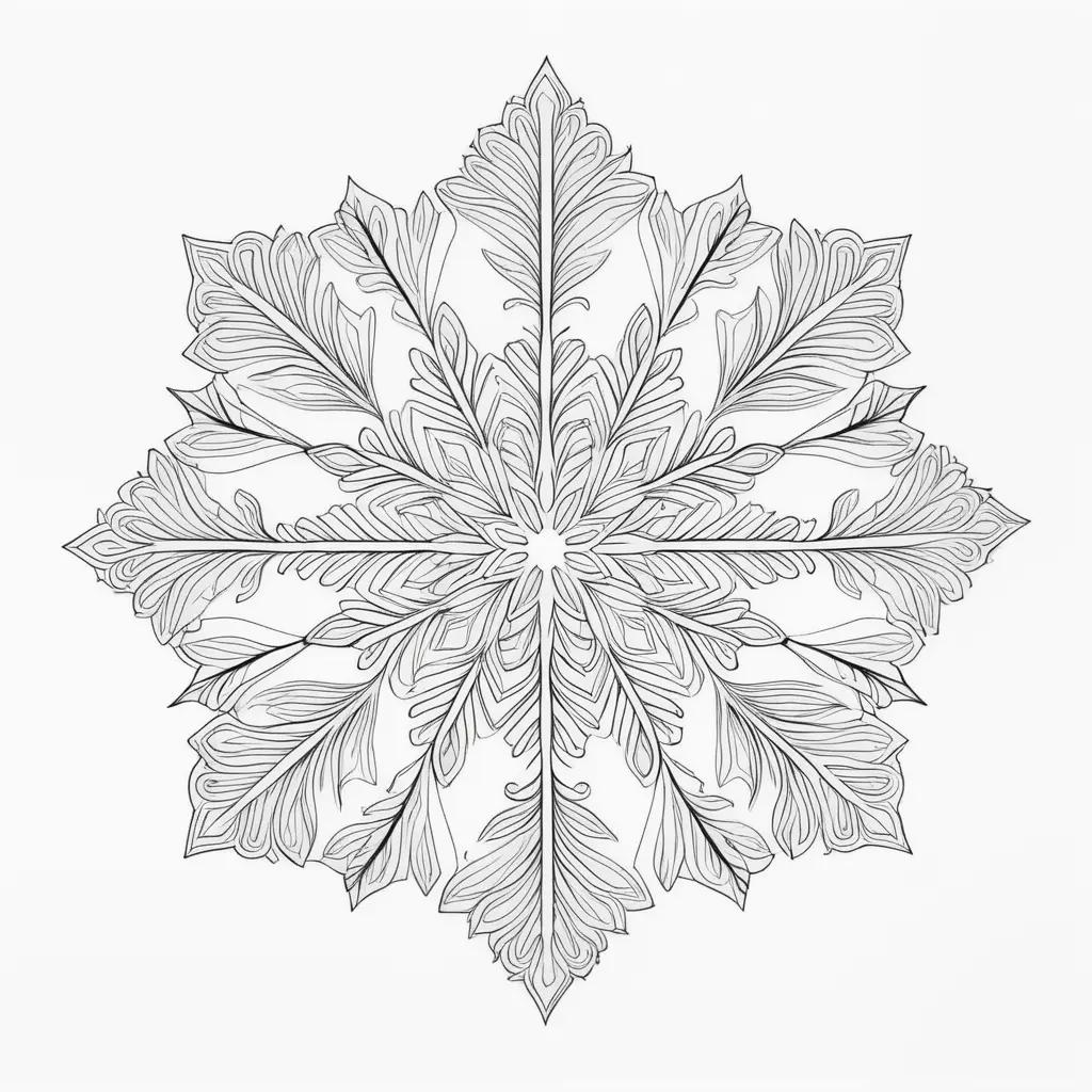 Snowflake coloring page with black and white design