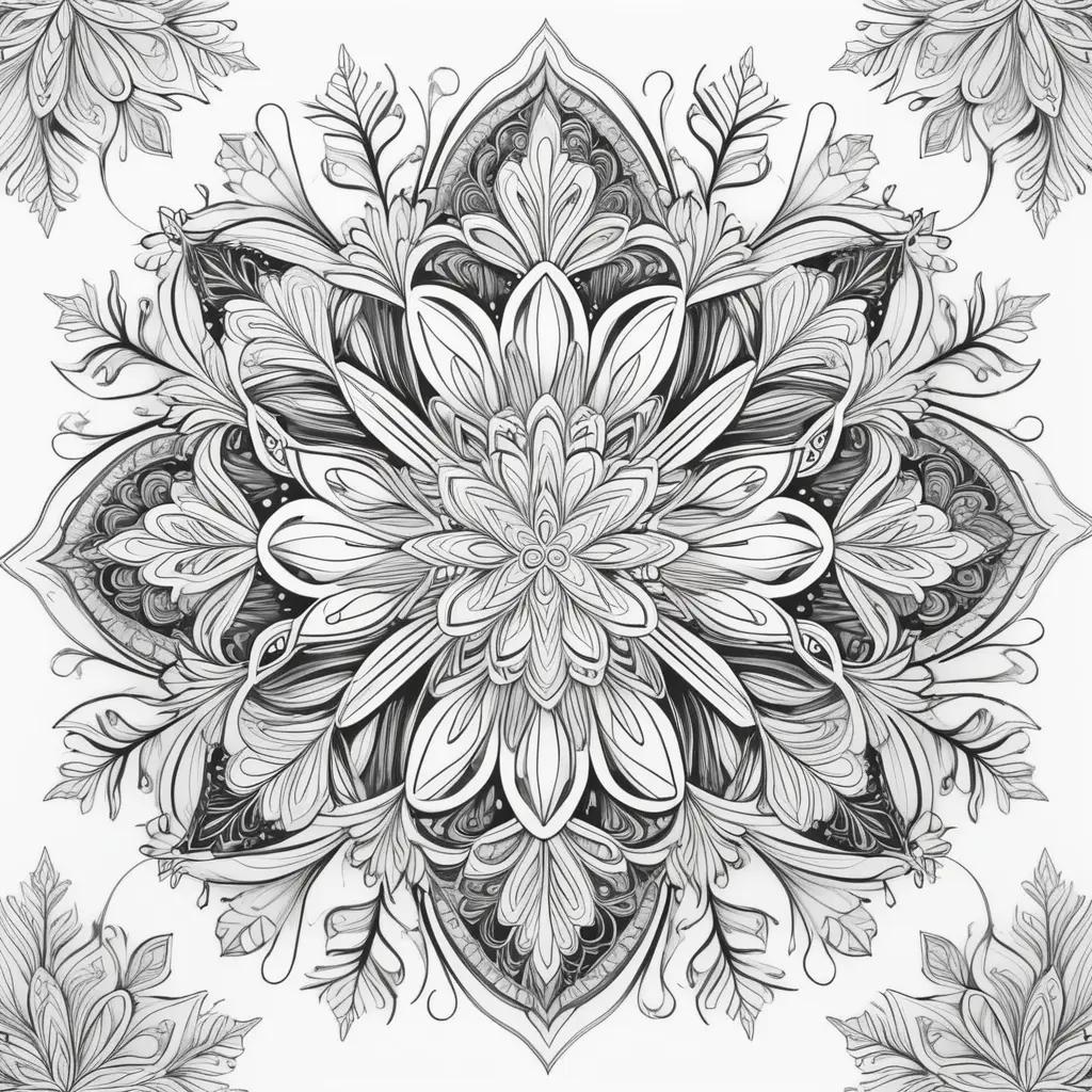 Snowflake coloring page with intricate details