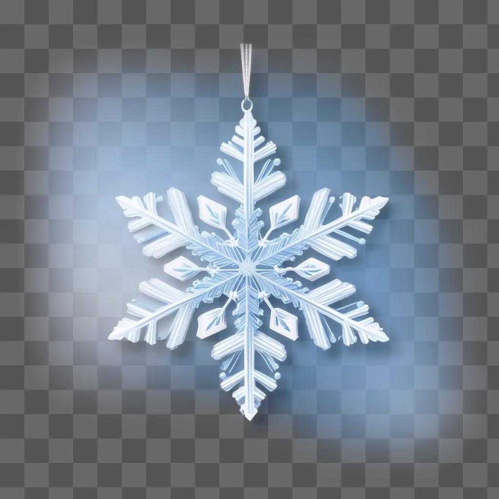 Snowflake decoration hangs from a string