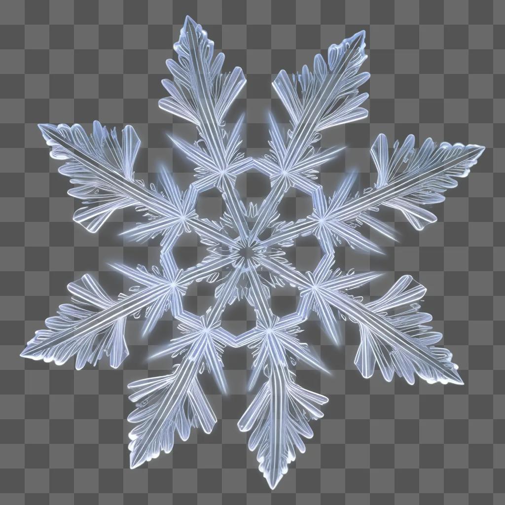 Snowflake design with transparent edges on a blue background