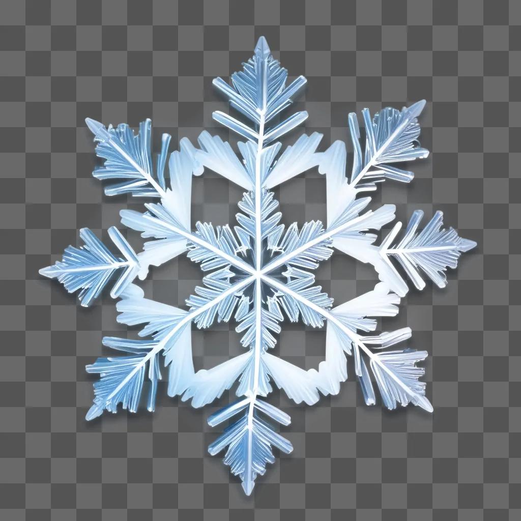 Snowflake in three-dimensional form on blue background