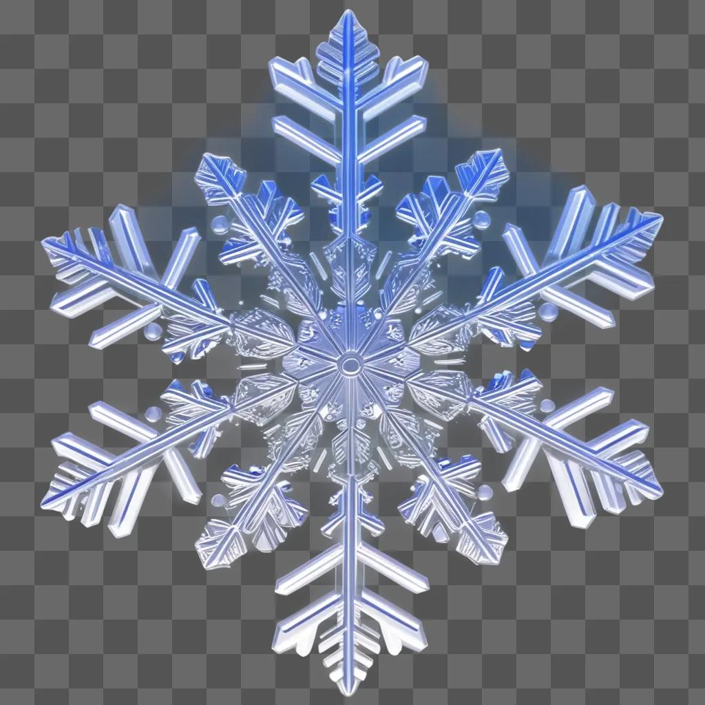 Snowflake with transparent edges in blue light