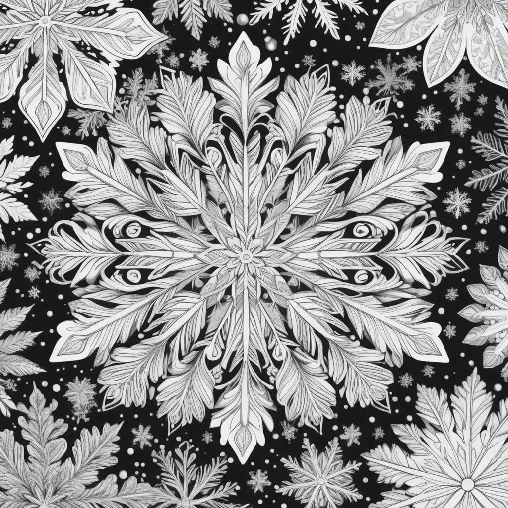 Snowflakes coloring pages: A collection of black and white snowflake designs